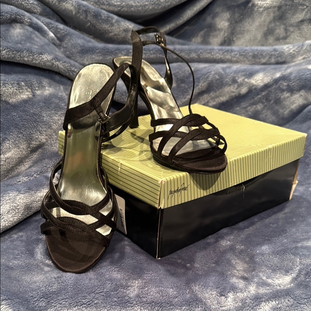 Elegant Black Strappy Heels Ladies Size 9